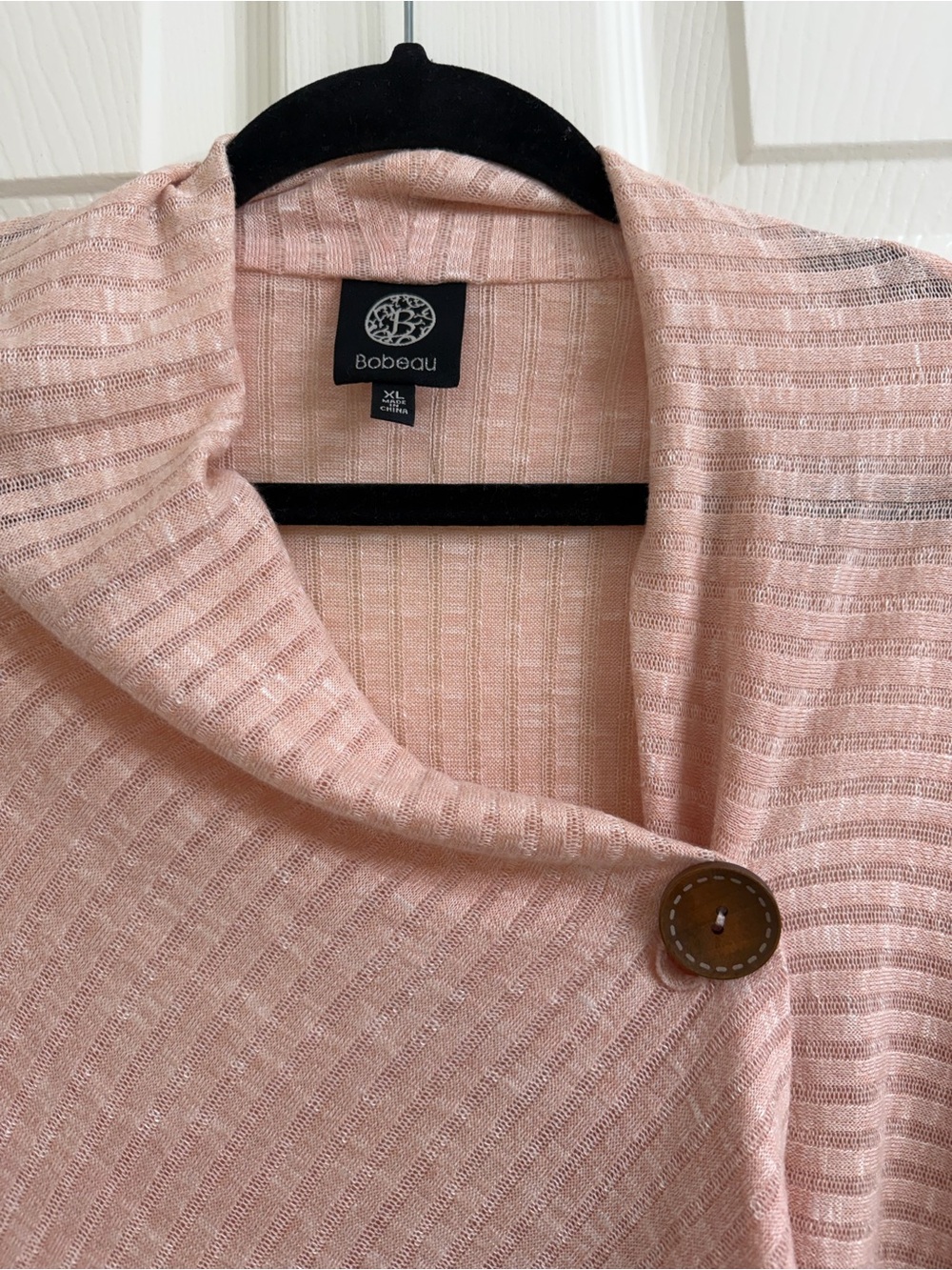 Bobeau Blush Pink Asymmetrical Draped Button Cardigan NWOT Size XL - Picture 4 of 4